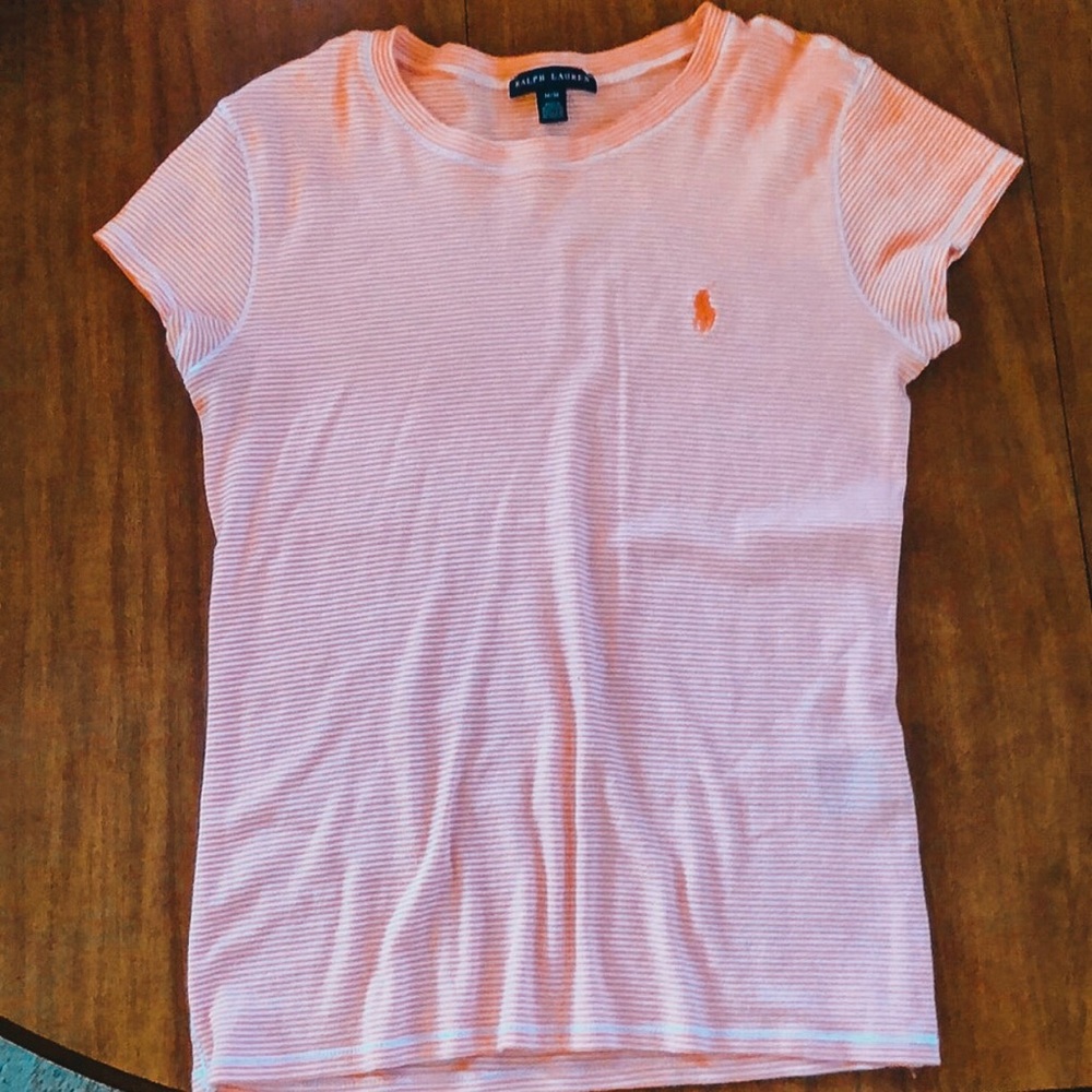 Orange and White Striped Polo Tee💥
